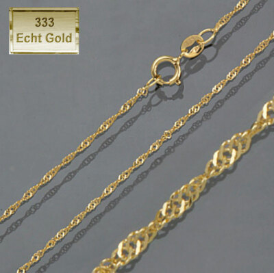 ❤️ Singapur Gold 333 Hals Kette 42-45 cm 1,1 mm Echt Goldschmuck Schmuck  Damen