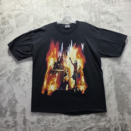 Vintage KISS Band Shirt Mens XL Black Milwaukee Concert Tour Rock Tee 2000s