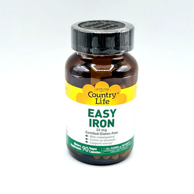 Easy Iron Dietary Supplement by Country Life - 25 mg - 90 Capsules - Exp 08/2026