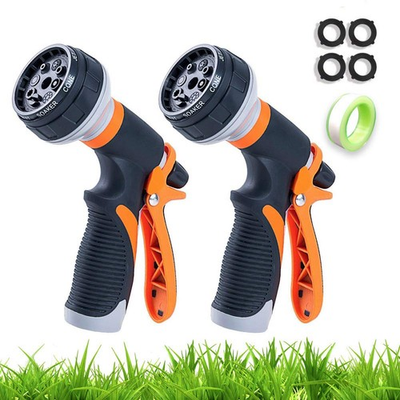 #ad Garden Hose Nozzle 2 Pack Heavy Duty Hose Spray Gun 8 Way High Pressure Hand Spr $19.84