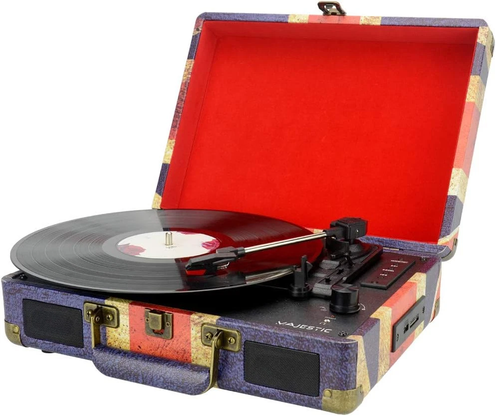Giradischi A Valigetta GPO Soho | 3 Velocità 33 45 78 Giri | Altoparlanti Stereo | Design Retro Bianco - 4