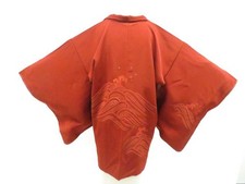 JAPANESE KIMONO HAORI COAT DUSKY ORANGE 81.5cm 2 ft 8 in PURE SILK EE8100