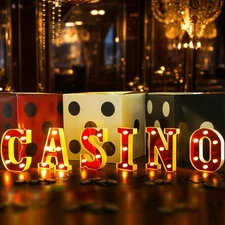 Casino 6.3" Movie Night Letters Sign Party Decor Battery Powered Marquee Ligh...