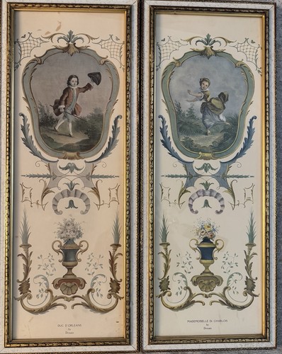 2 French Rococo Offset Lithographs Art Mlle Charlois & Duc d’Orleans by Drouais