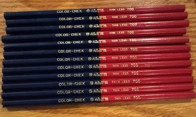 Vintage J R Moon Pencil Co Colored Pencils Set Color-Chek Thin Lead Red Blue 700