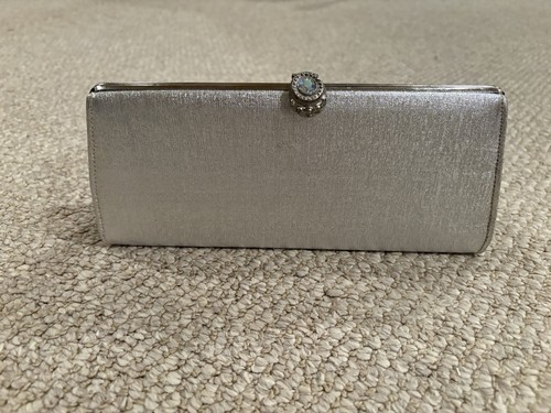 Vintage Rulo Creations Women's Shimmer Clutch Handbag Evening Bag Silver Small - Picture 2 of 7