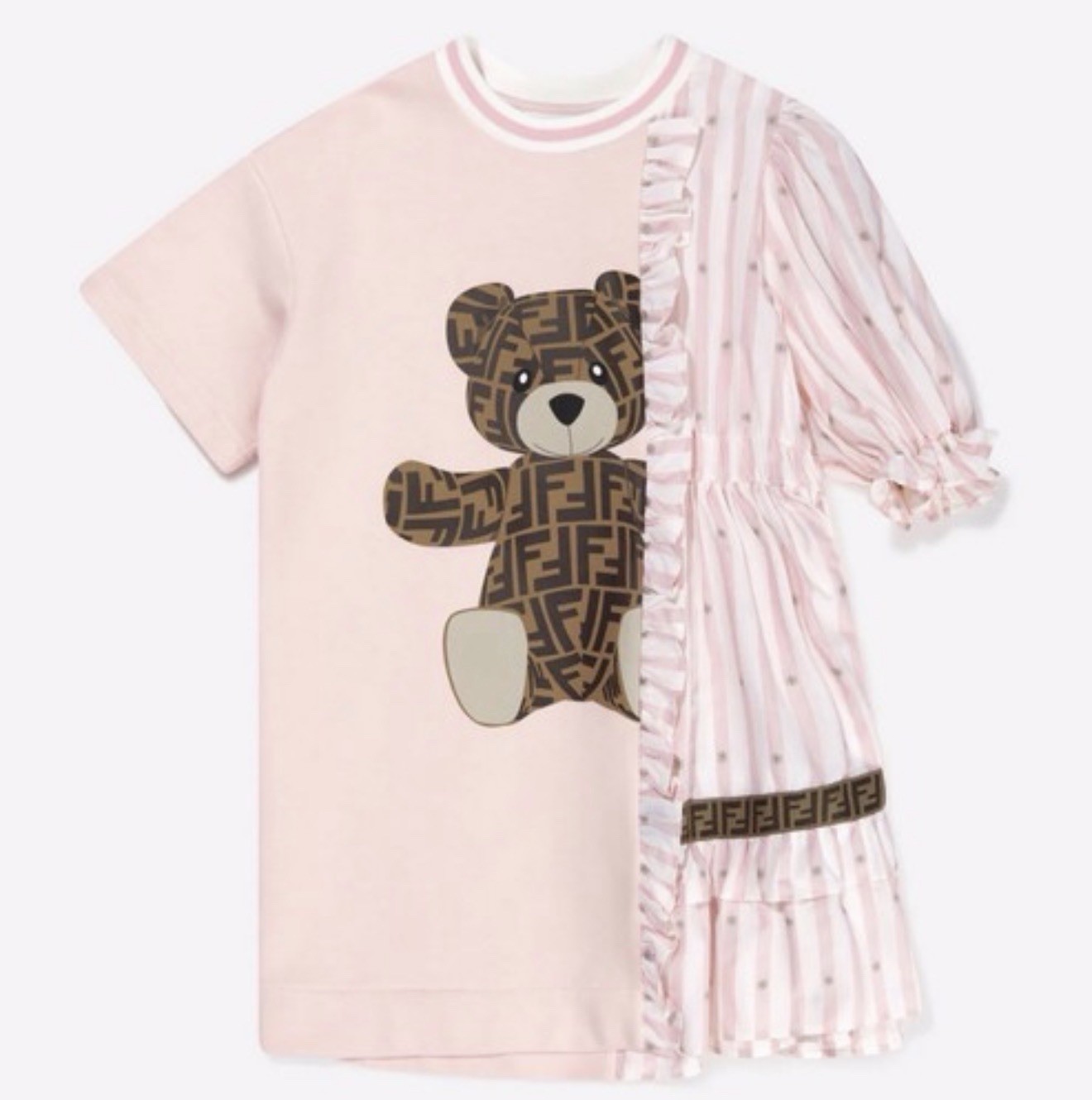 FENDI girls Double Fabric Bear Dress In Pink Age 12 Yrs RRP $1250 🧸authentic image 3