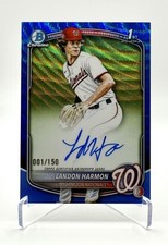 2025 Bowman Draft Landon Harmon 1st Blue Wave Refractor Auto /150 Nationals