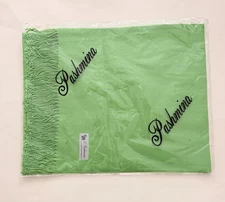 New • Green Pashmina Wrap Scarf Shawl • Soft Fringe Lightweight • Women’s