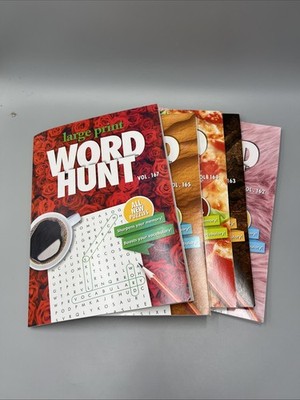 Lot Of 5, PaPP Large Print Word Hunt Puzzle Books, Word Search. Vol 162-165 &167