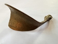 Vintage Hand Cast Solid Brass Small Shoehorn   Primitive Travel Size 4  