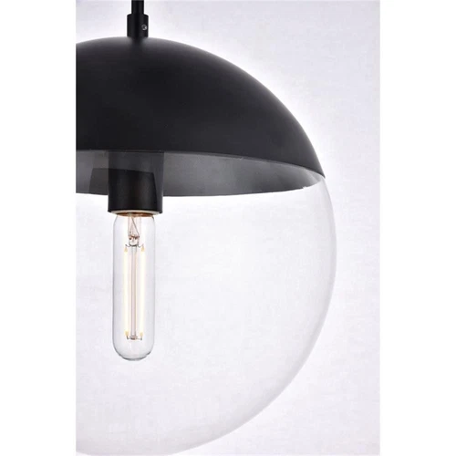 Living District Eclipse 1-Light Glass & Metal Pendant in Black/Clear - Picture 4 of 5