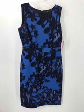Pre-Owned Tahari Blue Size 4 Knee Length Sleeveless Dress