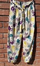 80's Vintage Unique  Don  t Go There   Lightweight Belted Cotton Pants