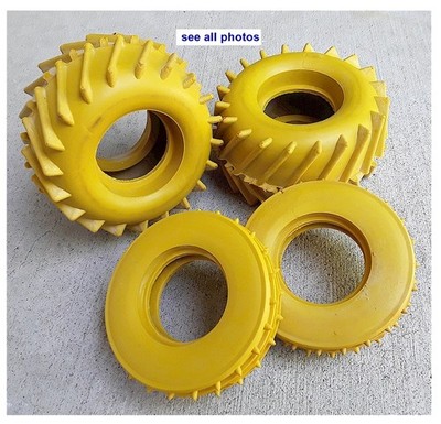 4x Vintage RC Troll Yellow F/R Tractor Tires Tamiya Scorcher Frog Champ Hornet