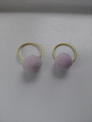 Ebelin, 2 Piece Hair Tie With Big Fluffy Baby Pink Balls