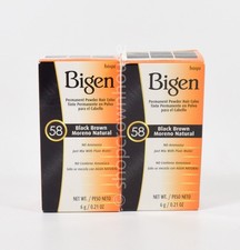 2 Bigen Permanent Powder Hair Color 58 BLACK BROWN No Ammonia or Peroxide