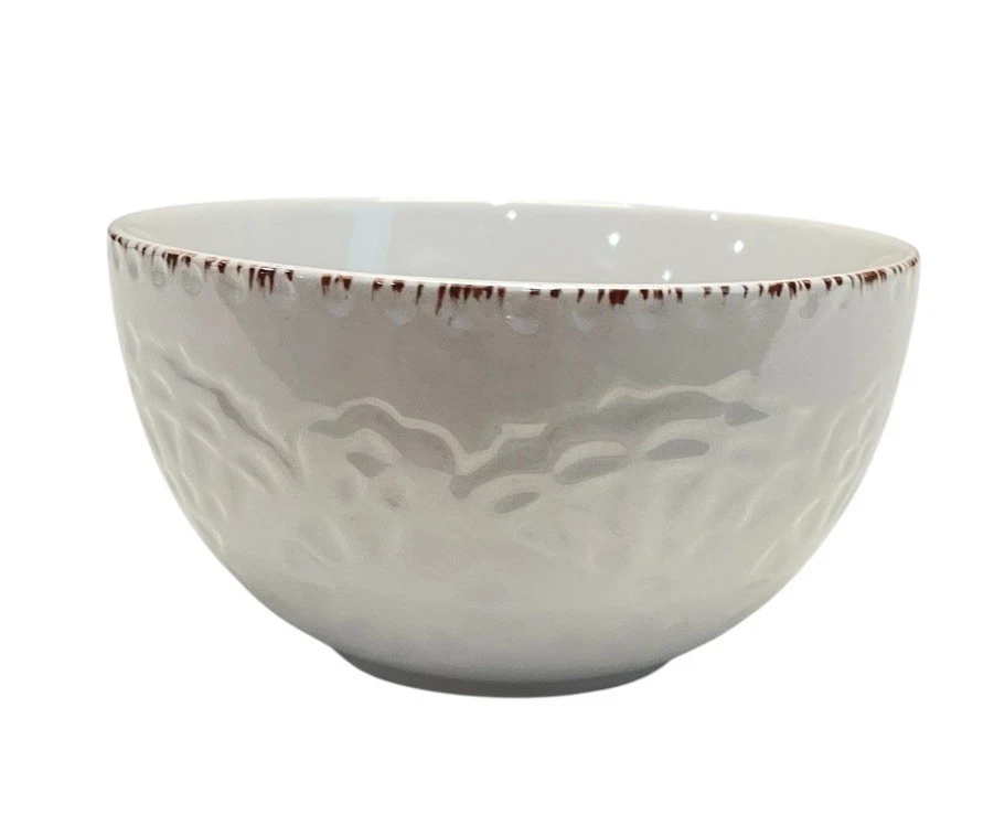 Juego de 4 cuencos de sopa de cereal Pfaltzgraff Chateau crema en relieve gres Foto 2 de 3