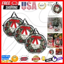 Durable Clear Wreath Storage Organizer – 24'' Zippered 3 Pack for Festive Decor