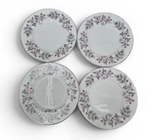 Tuscan Richmond Hill Salad Plates Set 4 Floral Pink Gray Fine China 8”