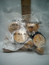 2002 Enesco plush Cherished Teddies "BRIDE  GROOM" Wedding Bears 5" Bridal Gift