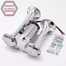 1000DB 12V Air Electric Horn Dual Trumpet For Cars Truck Train Speaker SuperLoud
