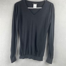 Lacoste Black V Neck Long Sleeve Silk Cashmere Preppy Sweater 38/M Classic Croc