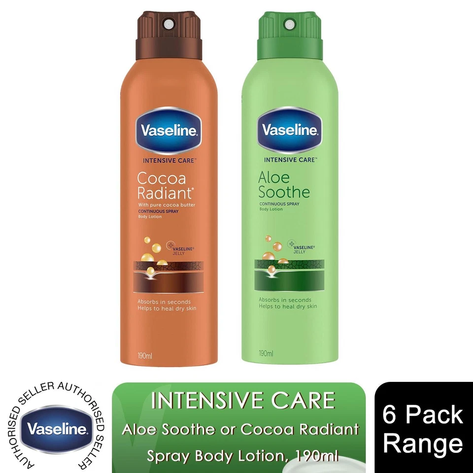 6x of 190ml Vaseline Intensive Care Non-Greasy Spray Moisturiser for Dry Skin
