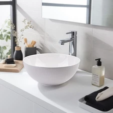 12" Bathroom Round Porcelain Ceramic Vessel Sink Vanity Basin Pop Up Drain