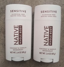 Native Sensitive Whole Body Deodorant Coconut  Vanilla 2.4 oz 2 PACK SHIPS FAST