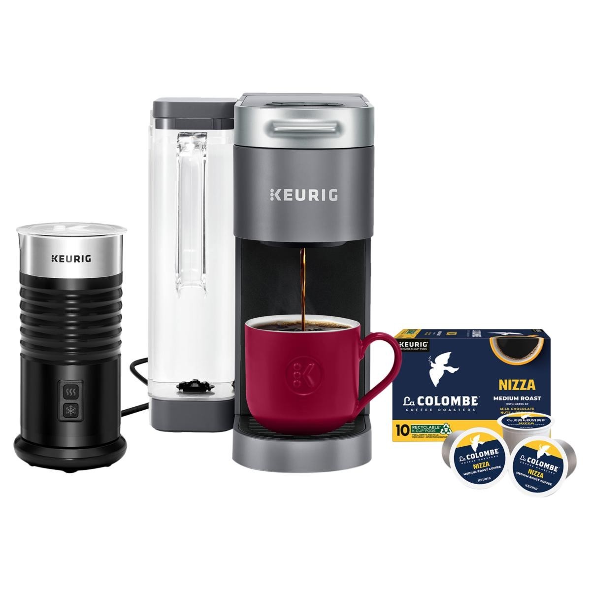 With Frother And 10 K-cups - Gray