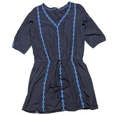 Gap Embroidered V-Neck Women Medium Navy Blue Mini Dress EUC