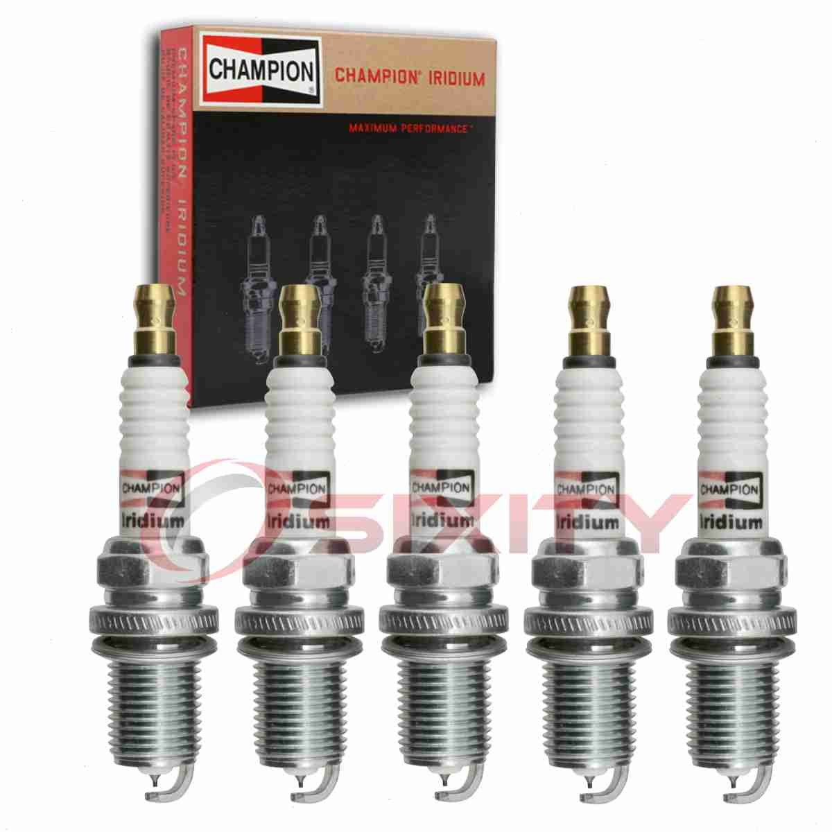5 pc Champion Iridium Spark Plugs for 1998-2004 Volvo C70 2.3L 2.4L L5 fb