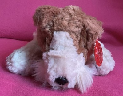 Kielspielzeug Drahthaar Foxterrier liegender Hund weiches Plüschtier 12 Zoll einfach weich
