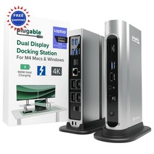 Thunderbolt 4 Dock 16-in-1 Dual 4K Monitors 100W Charging 2.5G Ethernet Plugable