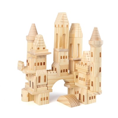 75 Pieces Wooden Castle Blocks Medieval Knights Princesses Wooden Castle Buil...
