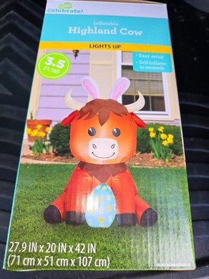 New WAY TO CELEBRATE COW 3.5ft INFLATABLE EASTER HOLIDAY SPRING Yard Decor  *