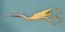 Stork Embroidery Scissors W. Germany 6 1/2 Inches Metal Crane Sewing Vintage