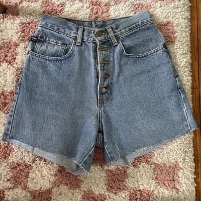 Vintage Pepe Jeans London High Waisted Denim Shorts Button Fly Made in USA 27
