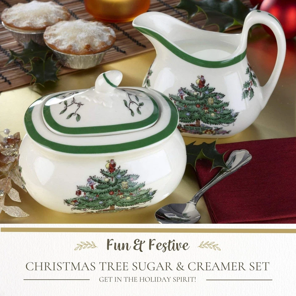 Juego de azúcar y crema Spode Christmas Tree, 16 oz. Azúcar y 8 oz. Crema Foto 2 de 4