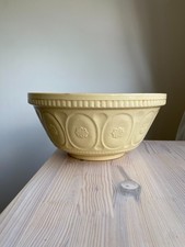 Large Vintage TG Green Cane Yellow Ware Ceramic Mixing Bowl 5.75 LTR 1960s
