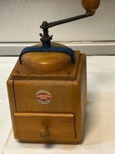 LEINBROCK KAFFEEMÜHLE MANUELL HANDKURBEL HOLZ+METALL ANTIK H CM 25