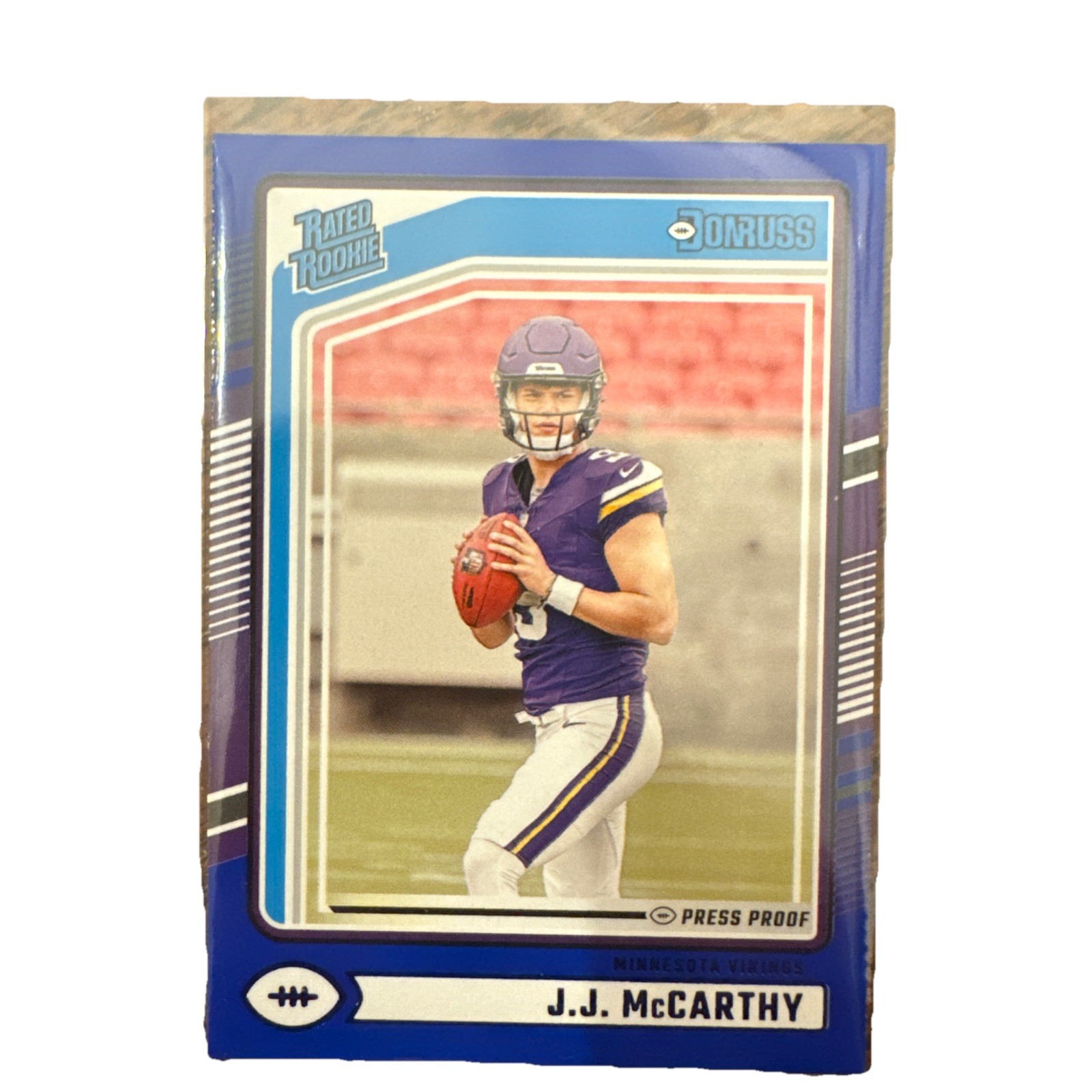 2024 Panini Donruss - Rated Rookie J.J. McCarthy #303 Blue Press Proof (RC)