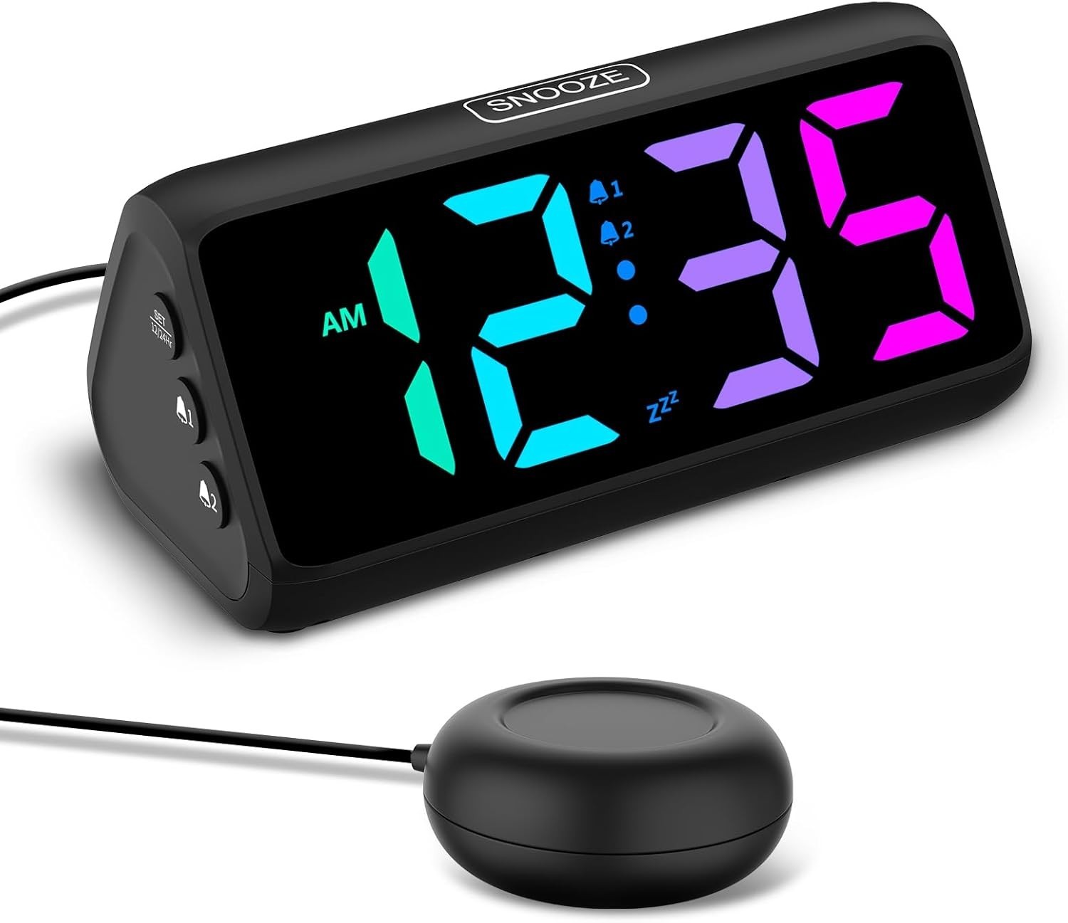 Extra Loud Vibrating Alarm Clock with Bed Shaker for Heavy Sleeper Deaf Hard of
