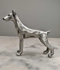 "Estatuilla Pinscher Doberman de peltre de colección 3"" estatua de perro decoración de escritorio coleccionable"