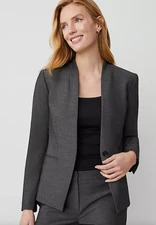 NEW ANN TAYLOR DARK GREY CUTAWAY BI-STRETCH BLAZER JACKET SZ 6