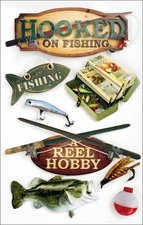 Paper House STDM05E  3D Stickers 4.5"x8.5"-Hooked On Fishing