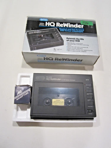 SIMA 1988 MODEL SRW HIGH SPEED HQ VHS TAPE REWINDER FAST FORWARD CLEAN BOX USED