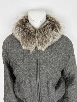 Vtg Christian Dior by John Galliano AW1998 Gray Fur Trim Jacket S