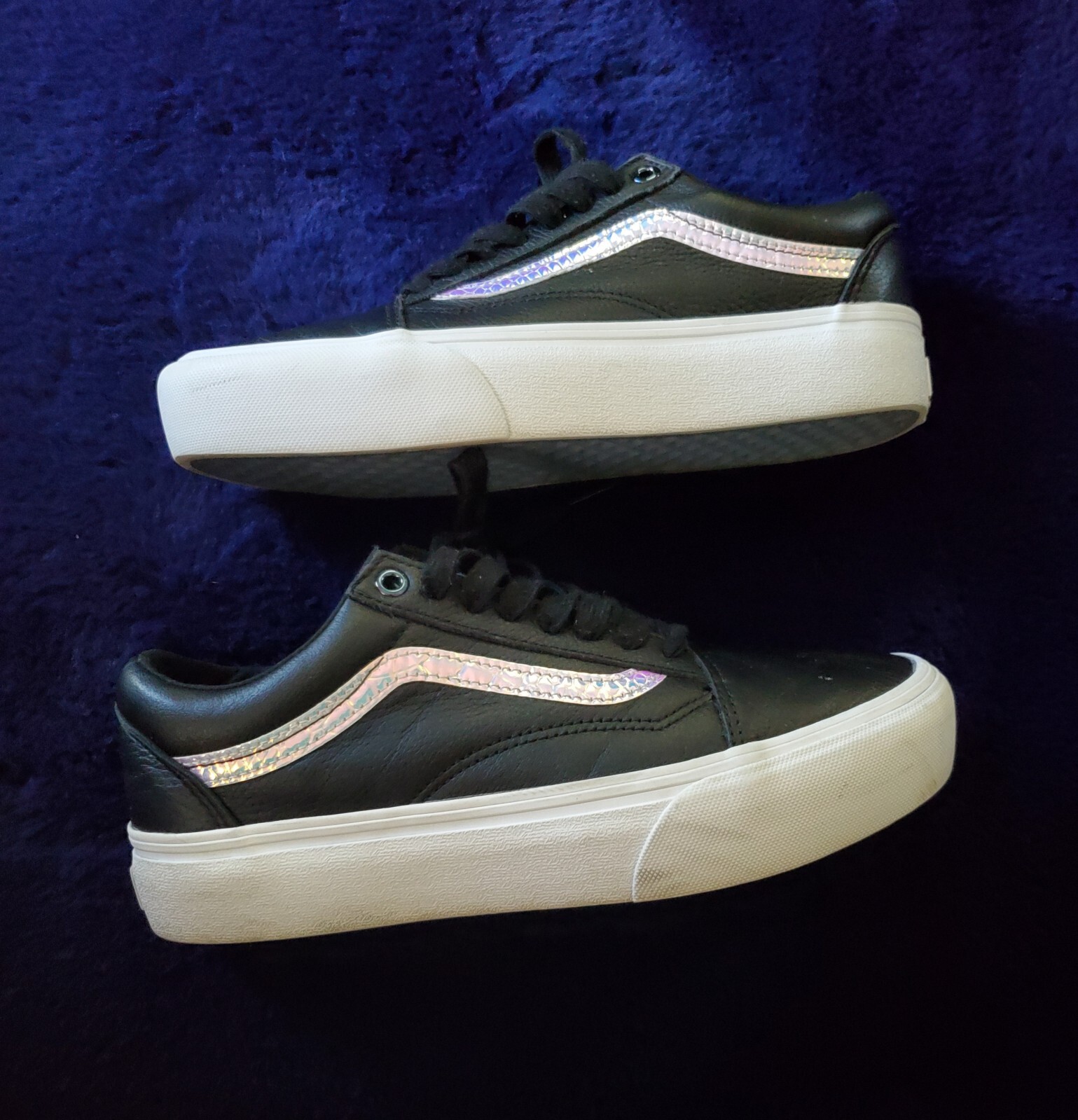 Vans Old Skool Platform Holo Sidestripe Black Sneakers | eBay